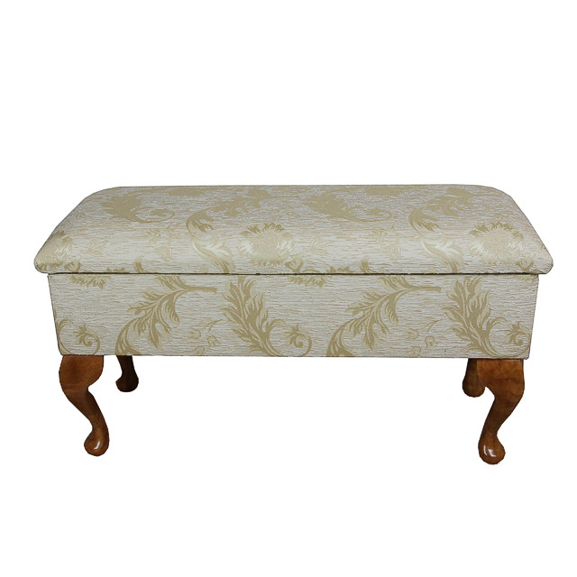 Large Dressing Table Storage Stool in Gold Leaf Fabric eBay