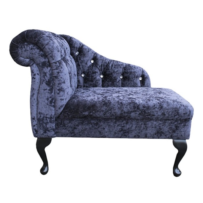 36" Compact Diamante Buttoned Chaise in a Senso Metallic Dusk Fabric - SENS1189 36" Compact Diamante Buttoned Chaise in a Senso Metallic Dusk Fabric - SENS1189