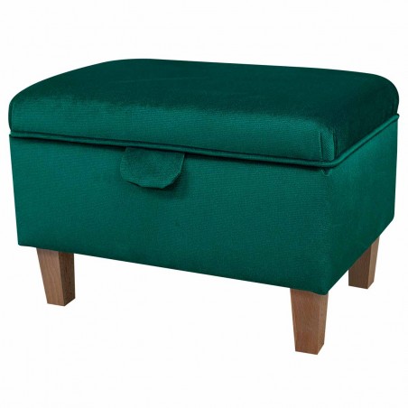 Storage Footstool Ottoman Pouffe Toybox in a Malta Emerald Luxury Velvet Fabric