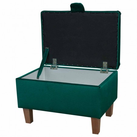 Storage Footstool Ottoman Pouffe Toybox in a Malta Emerald Luxury Velvet Fabric