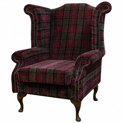 LUXE Large Wingback Monk Armchair in a Red Lana...