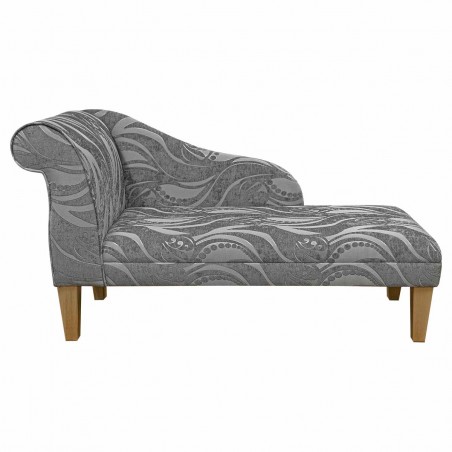 52" Medium Modern Chaise Longue in a Zest Tribal Flower Silver Fabric