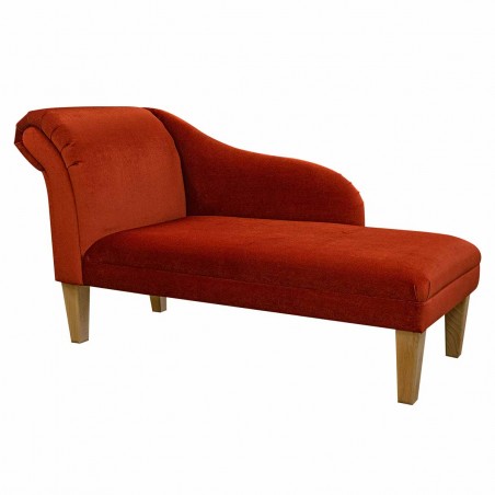 52" Medium Chaise Longue in a Malta Apricot Deluxe Velvet Fabric