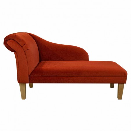 52" Medium Chaise Longue in a Malta Apricot Deluxe Velvet Fabric