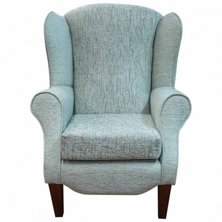 Duchess Wingback Armchair in a Bloomsbury Aqua Floral Fabric