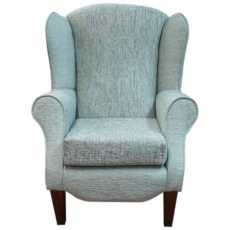 Wingback Armchair Aqua Floral Fabric