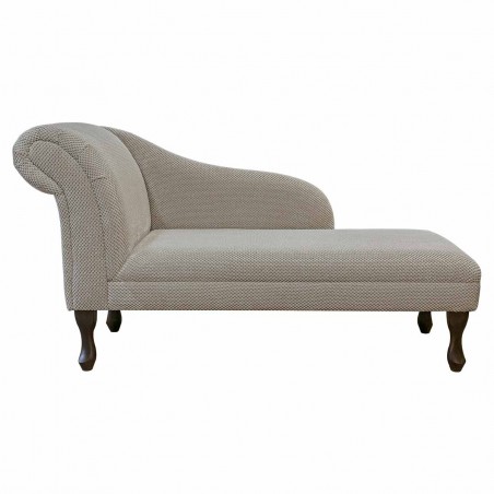 52" Medium Chaise Longue in a Mink Dimple Velvet Fabric