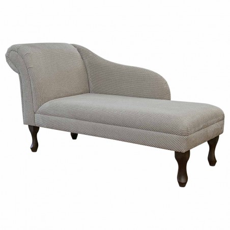 52" Medium Chaise Longue in a Mink Dimple Velvet Fabric