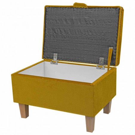 Storage Footstool Ottoman Pouffe Toybox in a Malta Gold Luxury Velvet Fabric with Studding