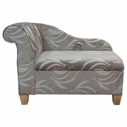 41" Storage Chaise Longue in a Zest Tribal Flower Fudge Fabric