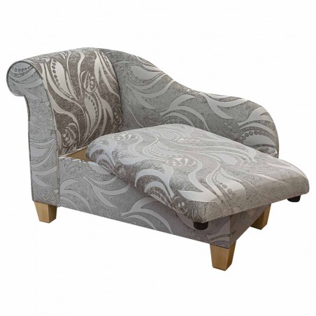 41" Storage Chaise Longue in a Zest Tribal Flower Fudge Fabric