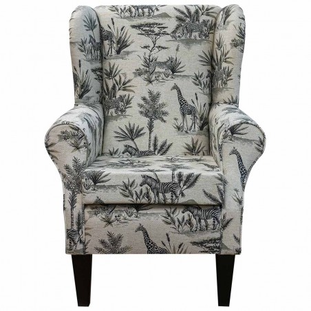 Standard Wingback Fireside Westoe Chair in a Safari Wildlife Fabric