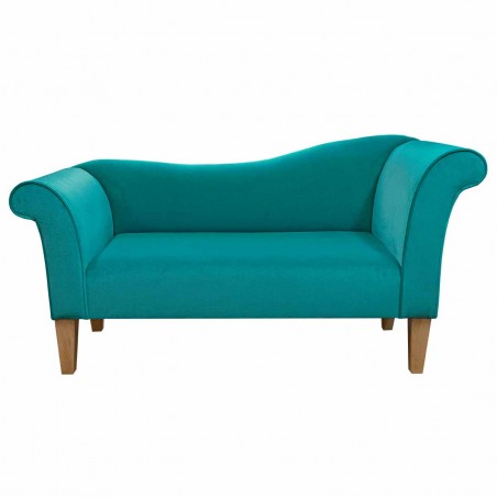 Designer Chaise Sofa in a Malta Lagoon Deluxe Velvet Fabric