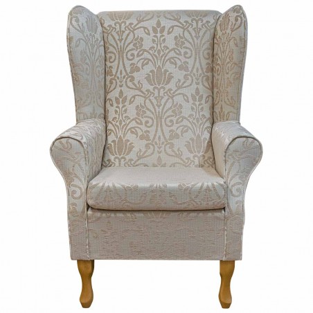 Large High Back Chair in a Woburn Medallion Beige Fabric