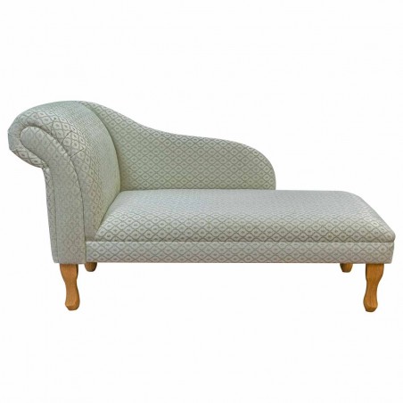 52" Medium Chaise Longue in a Woburn Trellis Green Fabric