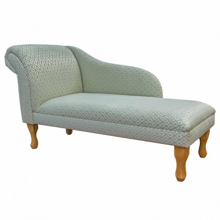 52" Medium Chaise Longue in a Woburn Trellis Green Fabric