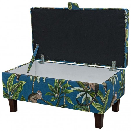 Storage Footstool, Ottoman, Pouffe in a Monkey Teal 100% Cotton Print Fabric