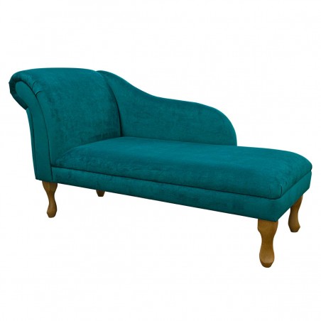 LUXE 52" Medium Chaise Longue in an AquaVelvet Teal Velvet Fabric