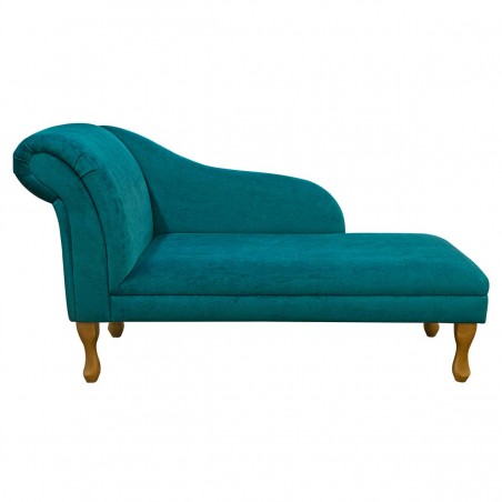 LUXE 52" Medium Chaise Longue in an AquaVelvet Teal Velvet Fabric