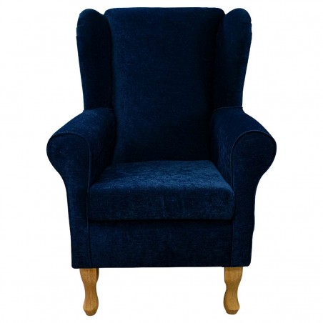 Standard Wingback Fireside Westoe Chair in a Pimlico Crush Navy Fabric