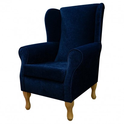 Standard Wingback Fireside Westoe Chair in a Pimlico Crush Navy Fabric