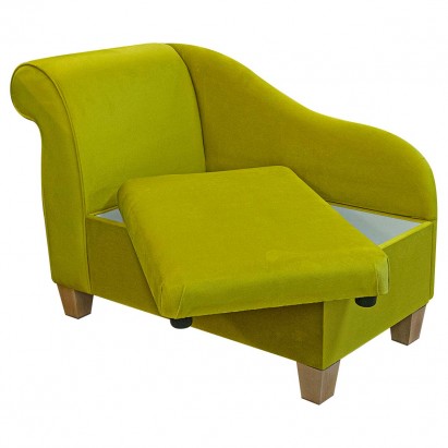 Storage Chaise Longue in a Monaco Lemon Supersoft Velvet Fabric