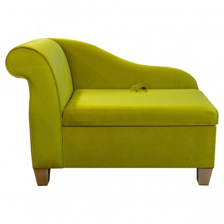 Storage Chaise Longue in a Monaco Lemon Supersoft Velvet Fabric