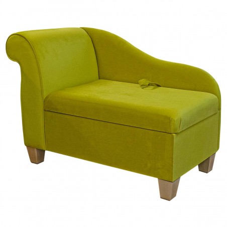 41" Storage Chaise Longue in a Monaco Lemon Supersoft Velvet Fabric