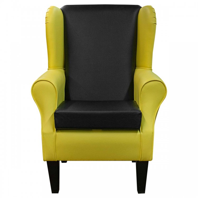 yellow and black leather armchair