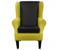 Standard Wingback Fireside Chair in a Lisbon Lemon & Noire Vinyl