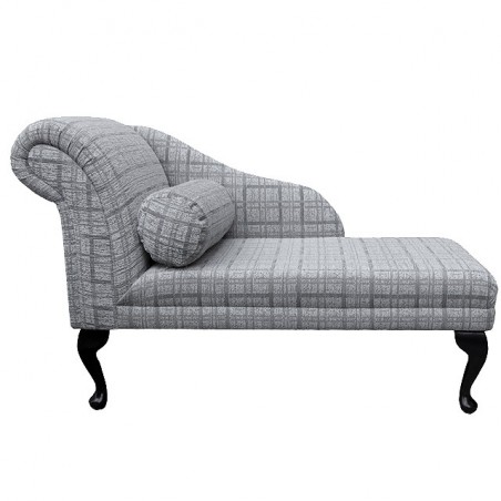 45" Medium Chaise Longue in a Maida Vale Plaid Grey Fabric