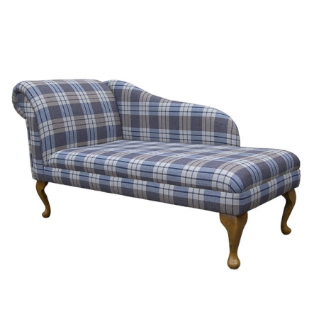 56" Classic Style Chaise Longue in a Kintyre Chambray Tartan Fabric