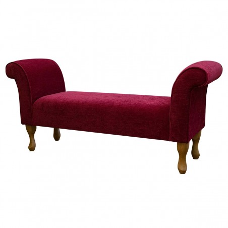 56" Medium Window Seat Settle in a Pimlico Crushed Wine Red Fabric