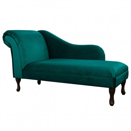 60" Large Chaise Longue in a Malta Emerald Luxury Velvet Fabric