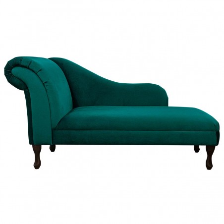 60" Large Chaise Longue in a Malta Emerald Luxury Velvet Fabric