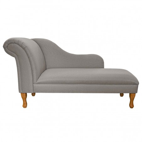 60" Large Chaise Longue in a Dundee Herringbone Dove Fabric