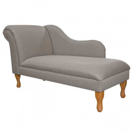 60" Large Chaise Longue in a Dundee Herringbone Dove Fabric