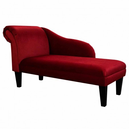 52" Medium Chaise Longue in a Malta Red Deluxe Velvet Fabric