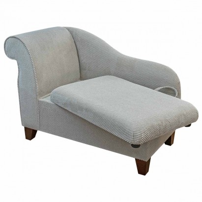 41" Storage Chaise Longue in a Mink Dimple Velvet Fabric