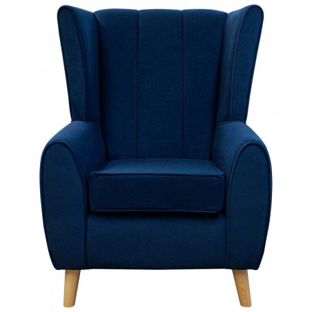 Fluted Wingback Chair in Notting Hill Navy Velvet Fabric