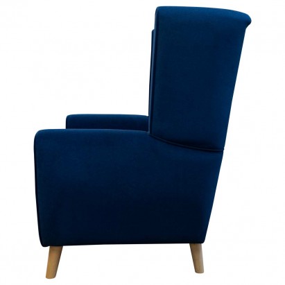 Fluted Wingback Chair in Notting Hill Navy Velvet Fabric