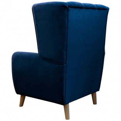 Fluted Wingback Chair in Notting Hill Navy Velvet Fabric