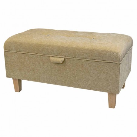 Buttoned Storage Footstool, Ottoman, Pouffe in a Pimlico Crush Straw Fabric