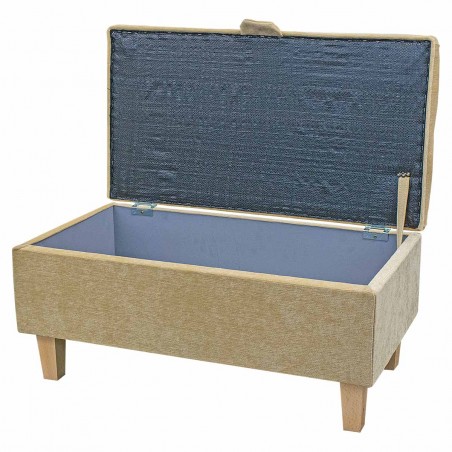 Buttoned Storage Footstool, Ottoman, Pouffe in a Pimlico Crush Straw Fabric