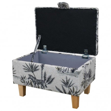 Storage Stool Ottoman in a Safari Wildlife Fabric