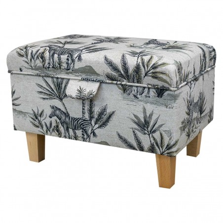 Storage Stool Ottoman in a Safari Wildlife Fabric