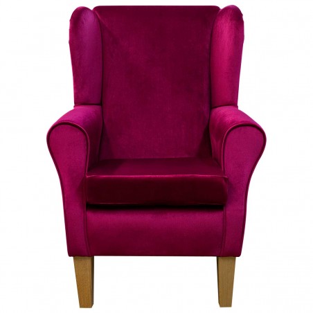 Standard Wingback Fireside Chair in a Monaco Boysenberry Supersoft Velvet Fabric