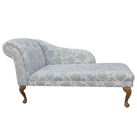 52" Classic Style Chaise Longue in a Blue Floral Fabric - 17071