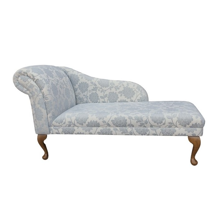 Woburn Medallion Blue Fabric Right Facing With Queen Anne Legs Sofa Day Bed 52 Large Classic Chaise Longue 