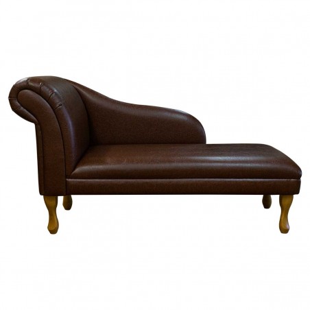 52" Medium Chaise Longue in a Denver Chestnut Faux Leather Fabric